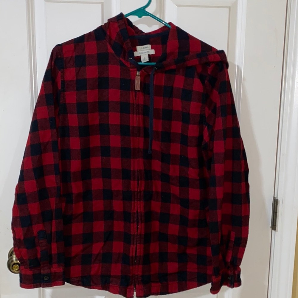 LL Bean women’s zip up flannel, Large